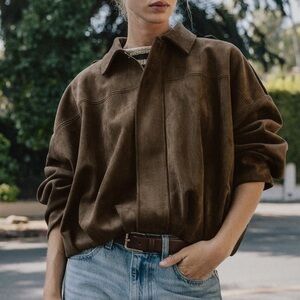 NWT Viral Zara Suede Effect Jacket in brown size small